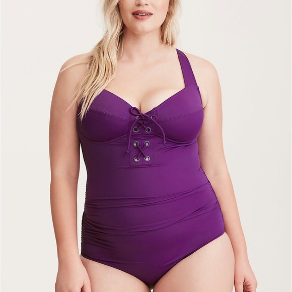 Torrid Other - Torrid Lace Up Front One Piece Swimsuit Size 3